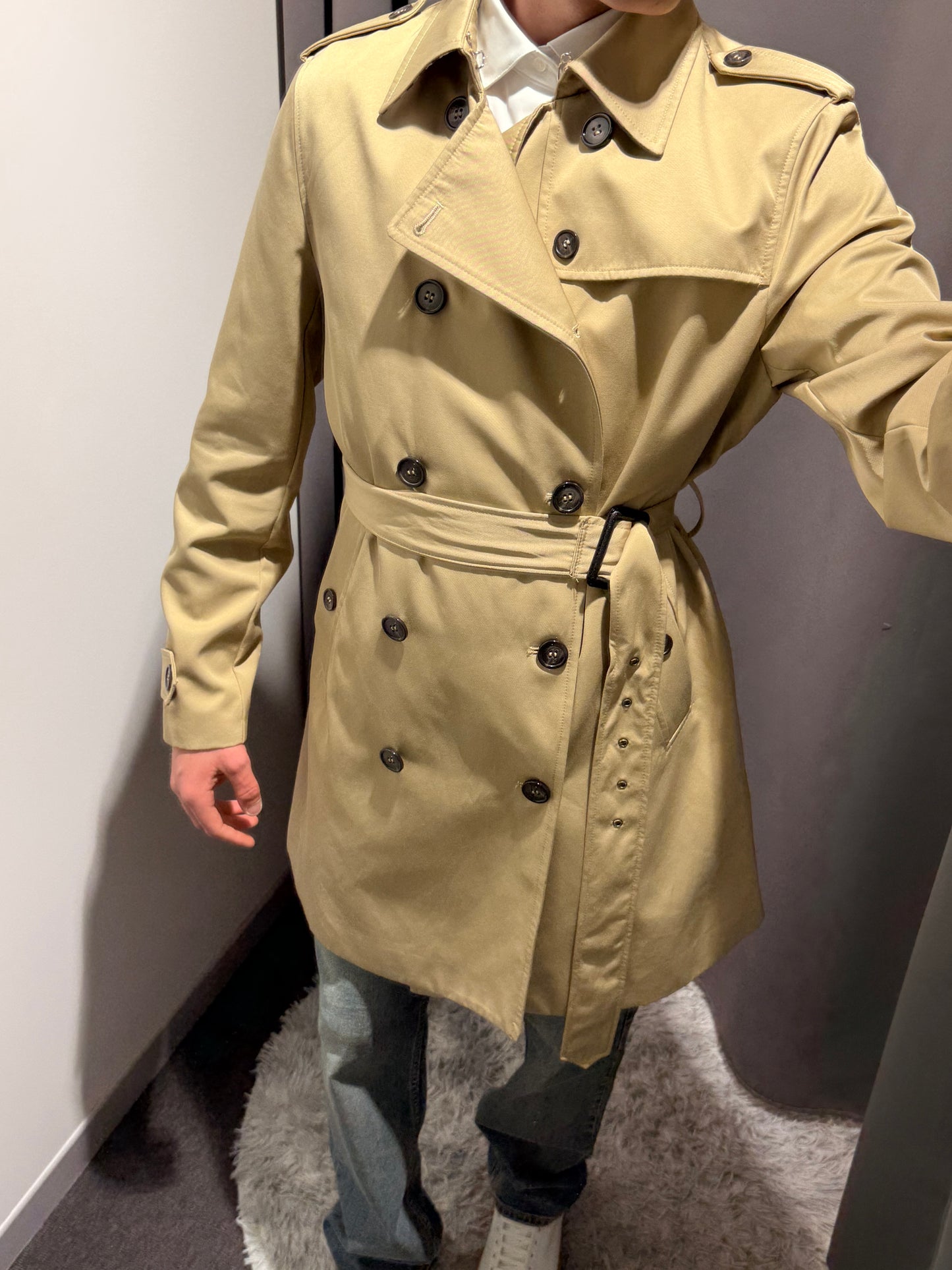 MARKUP Trench in cotone doppiopetto con cinta beige