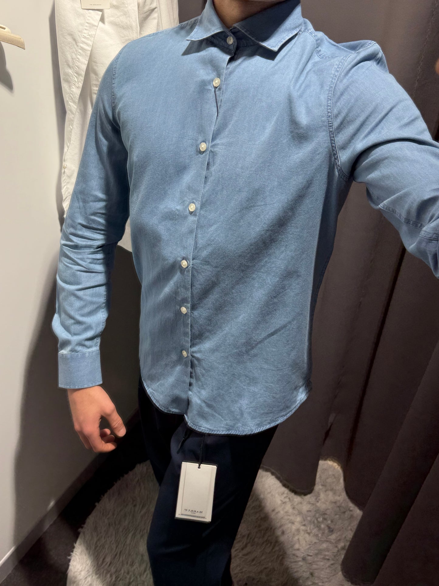 MARKUP Camicia collo italia in chambray di colore denim chiero
