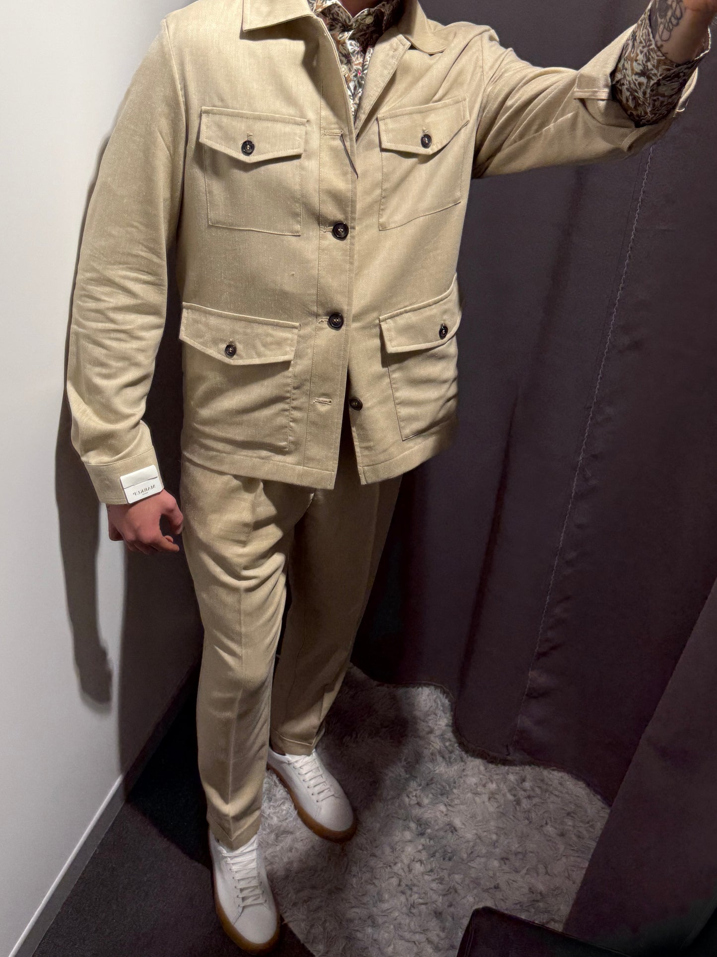 MARKUP Completo overshirt sahariana e pantalaccio in misto lino