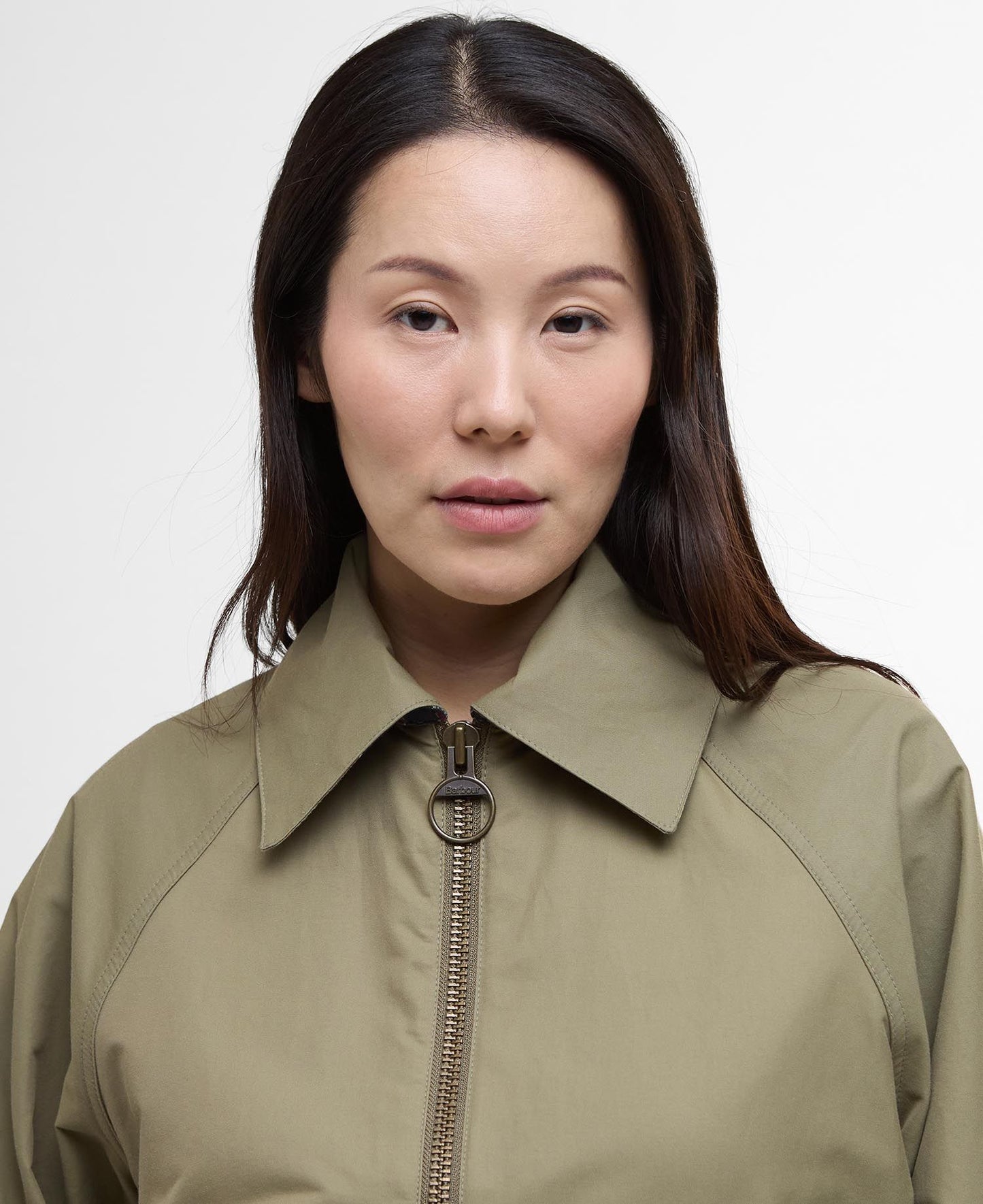 BARBOUR Giubbotto a trapezio donna TILDA in cotone sfoderato e inserti tartan