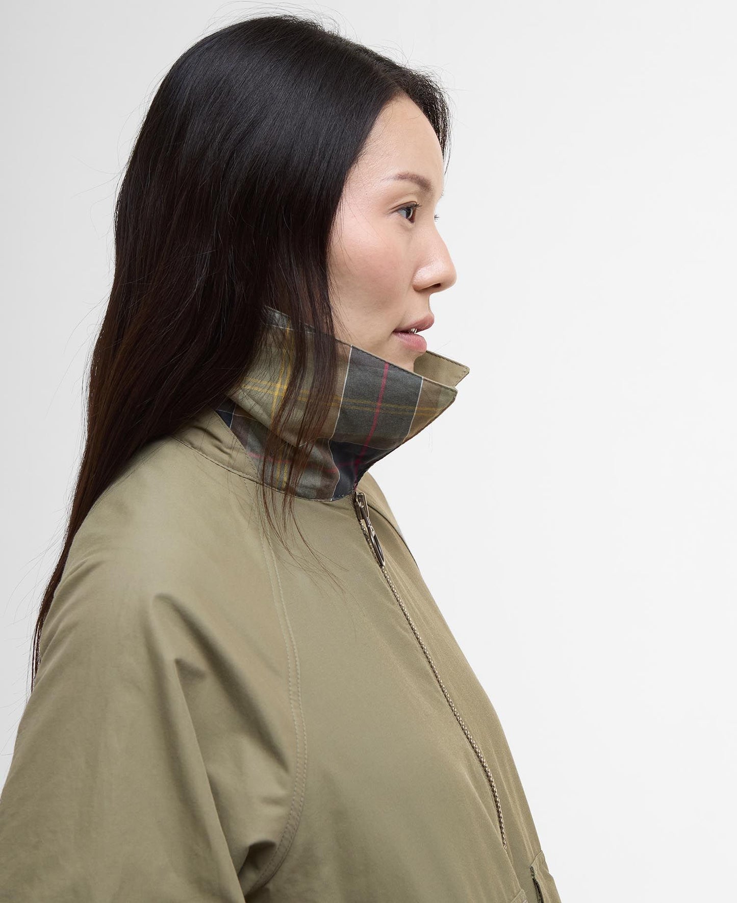 BARBOUR Giubbotto a trapezio donna TILDA in cotone sfoderato e inserti tartan