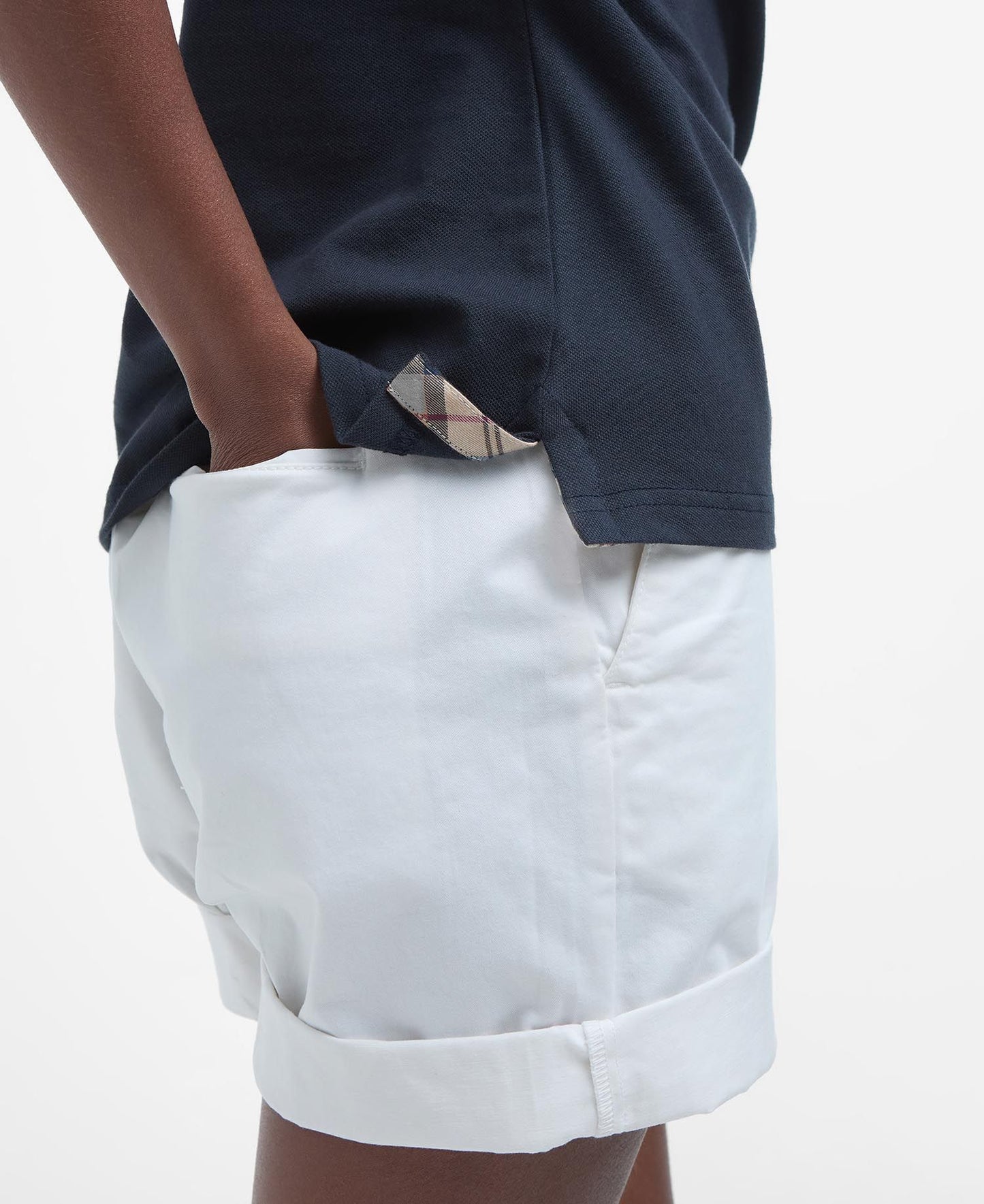 BARBOUR Polo maniche corte donna con colletto in contrasti tartan MALVERN