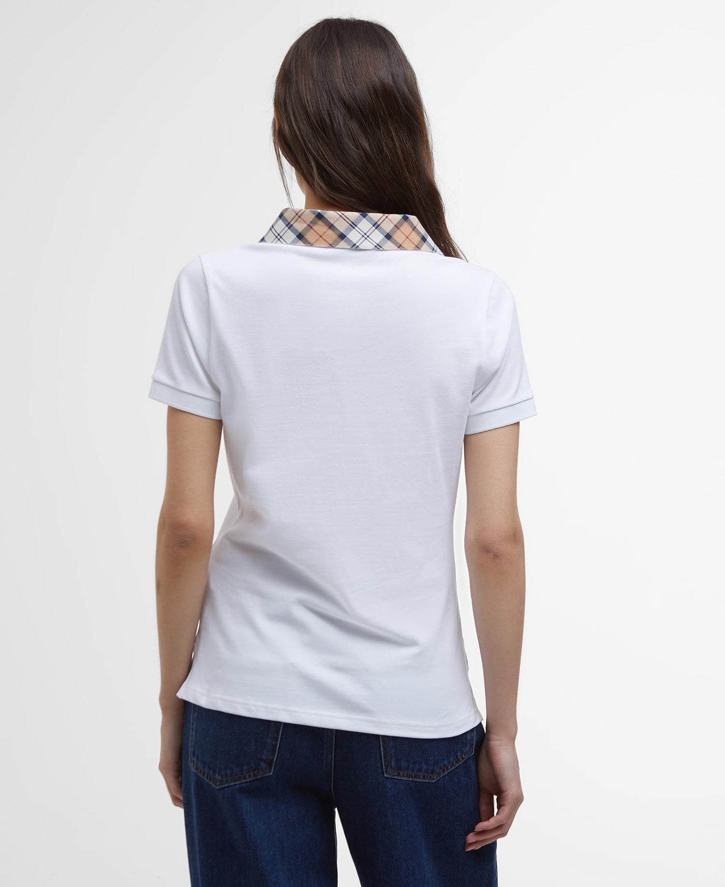 BARBOUR Polo maniche corte donna con colletto in contrasti tartan MALVERN