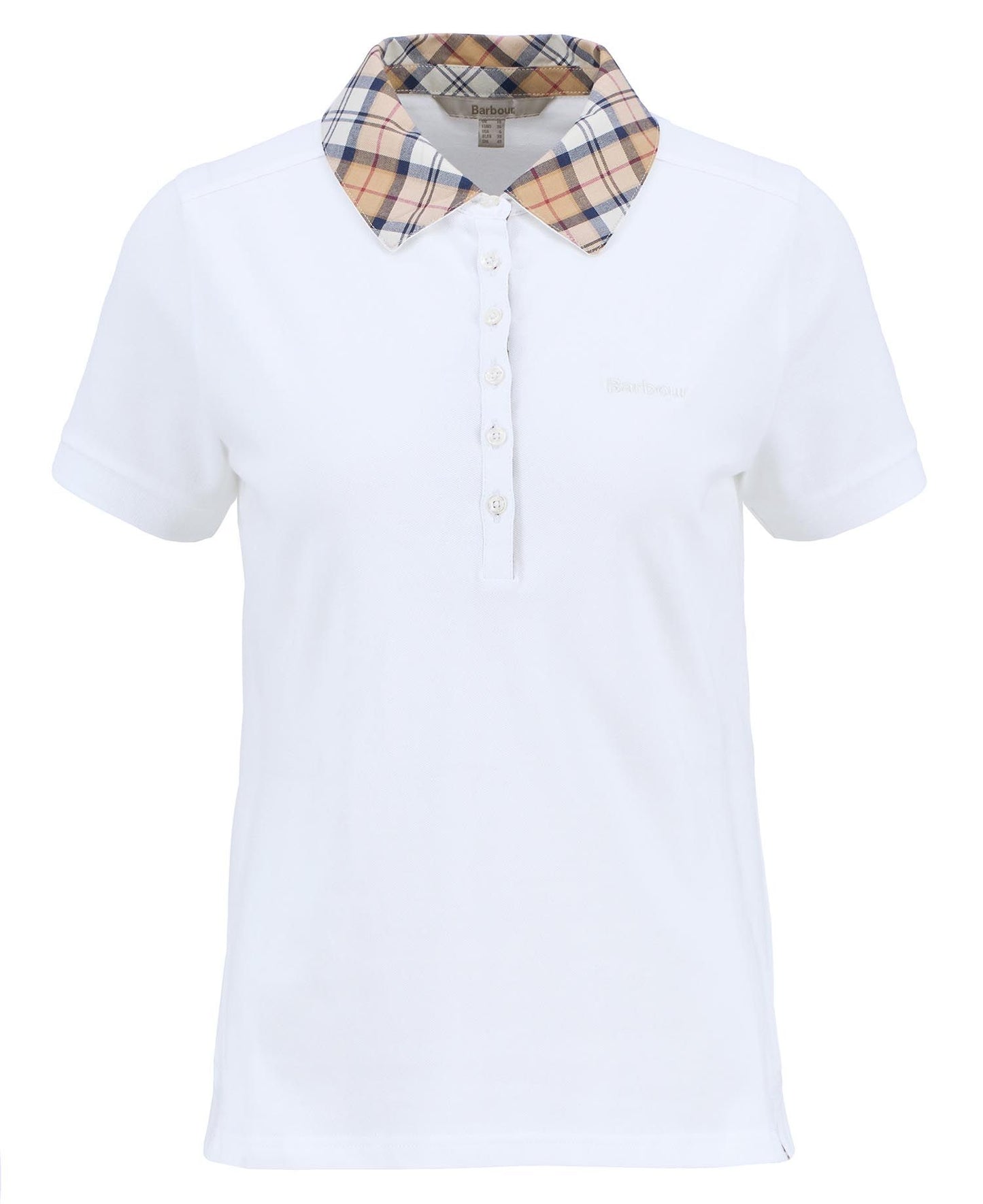 BARBOUR Polo maniche corte donna con colletto in contrasti tartan MALVERN