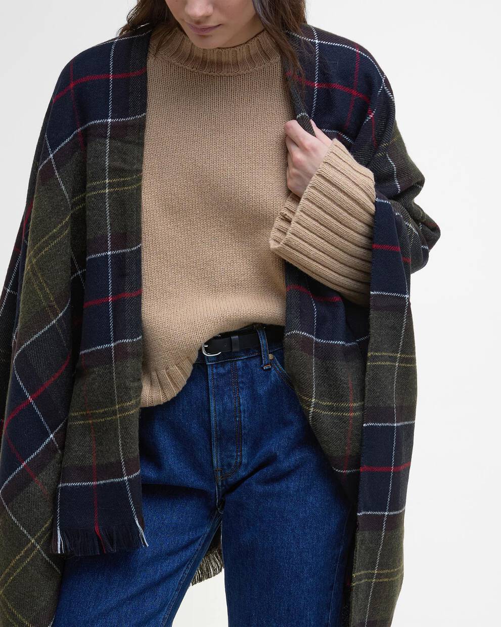 BARBOUR Mantella in tartan verde STAFFIN TARTAN SERAPE
