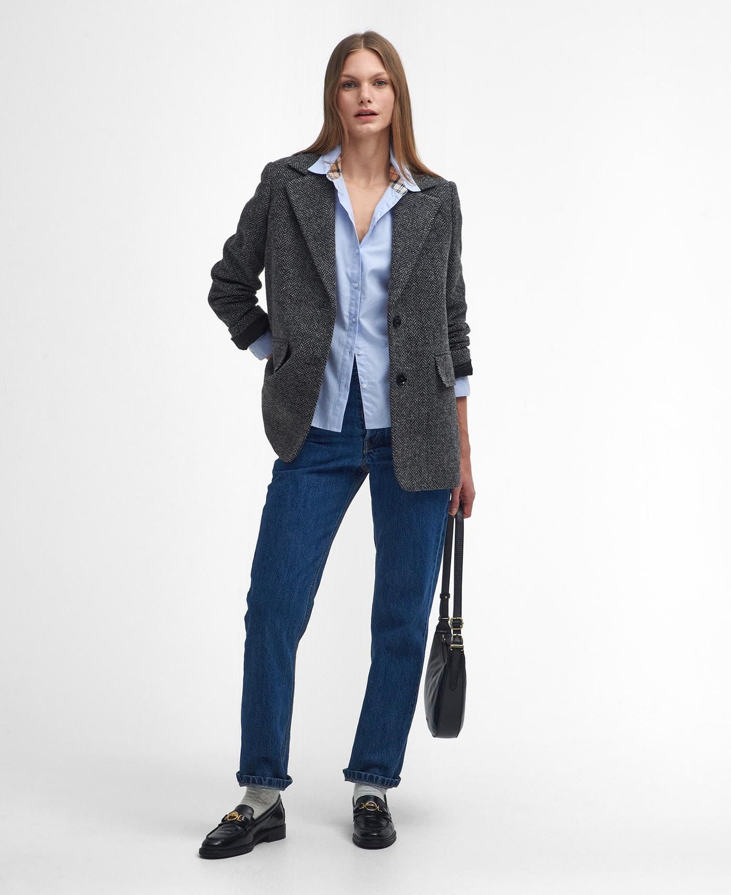 BARBOUR Camicia donna maniche lunghe con inserto tartan nel sottocollo DERWENT