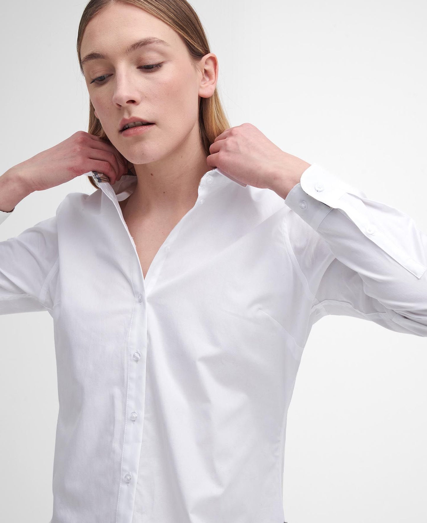 BARBOUR Camicia donna maniche lunghe con inserto tartan nel sottocollo DERWENT