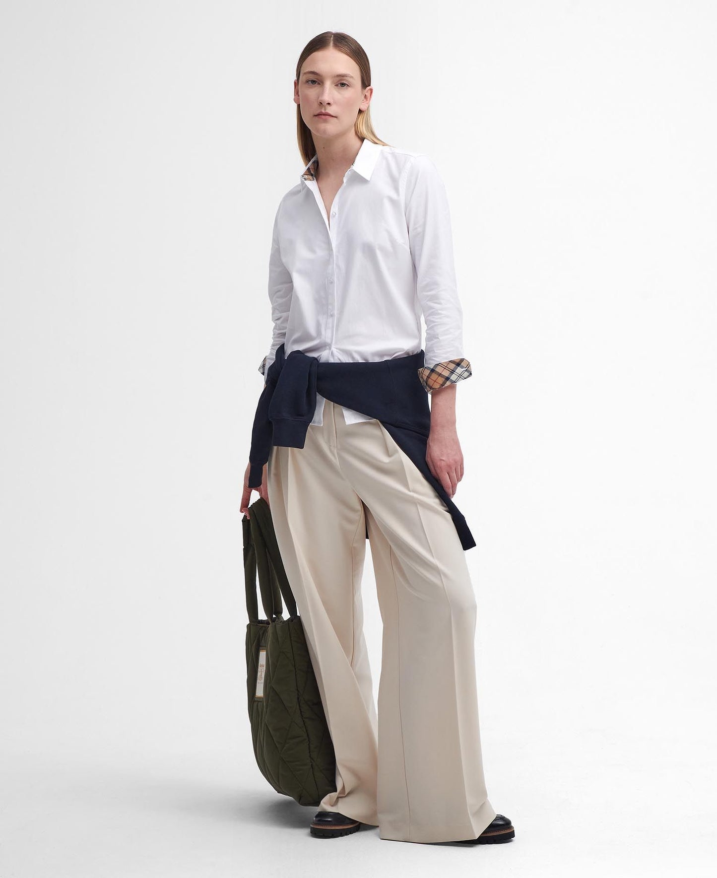 BARBOUR Camicia donna maniche lunghe con inserto tartan nel sottocollo DERWENT