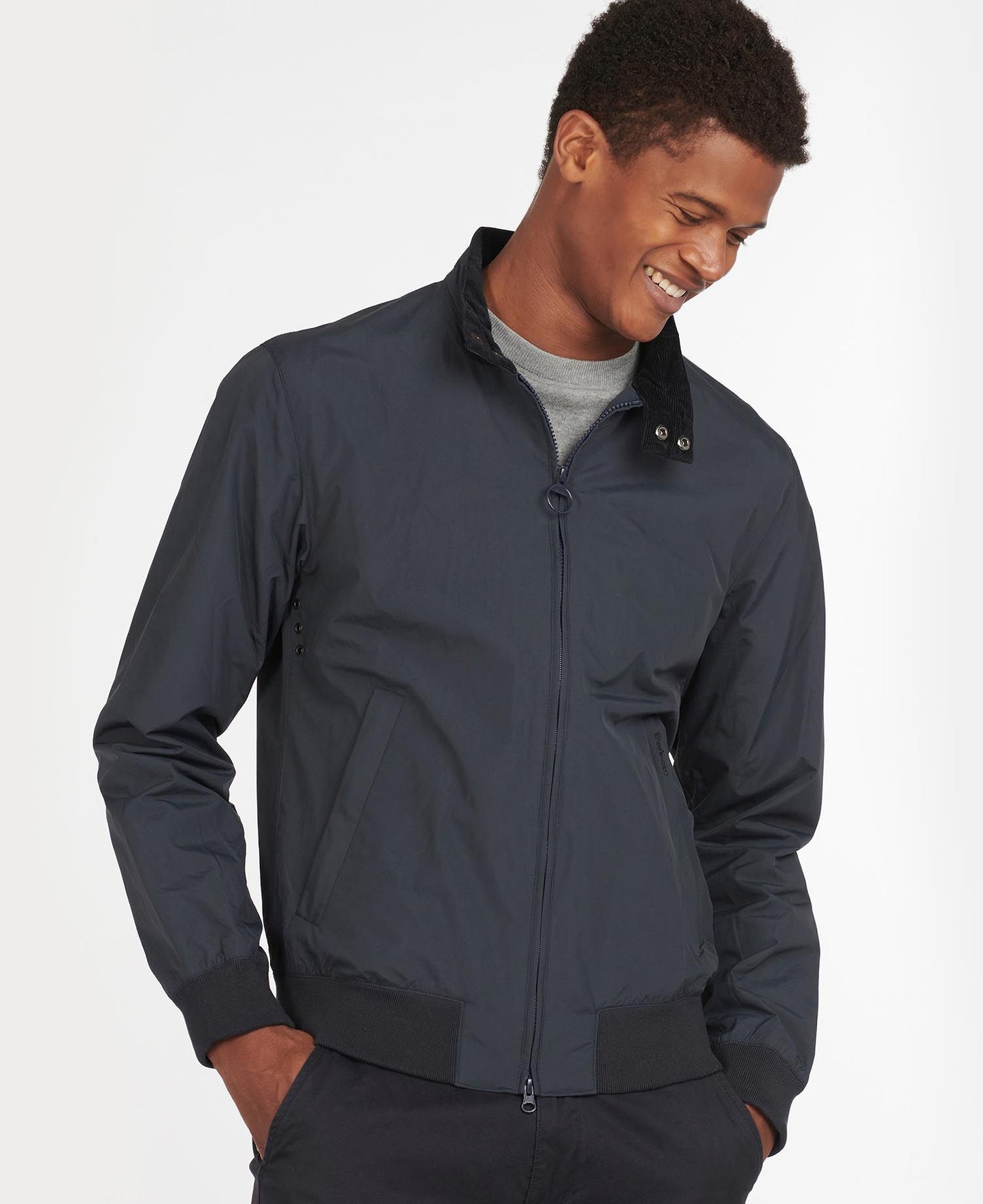 BARBOUR Giubbotto uomo primaverile bomber ROYSTON CASUAL blu e verde