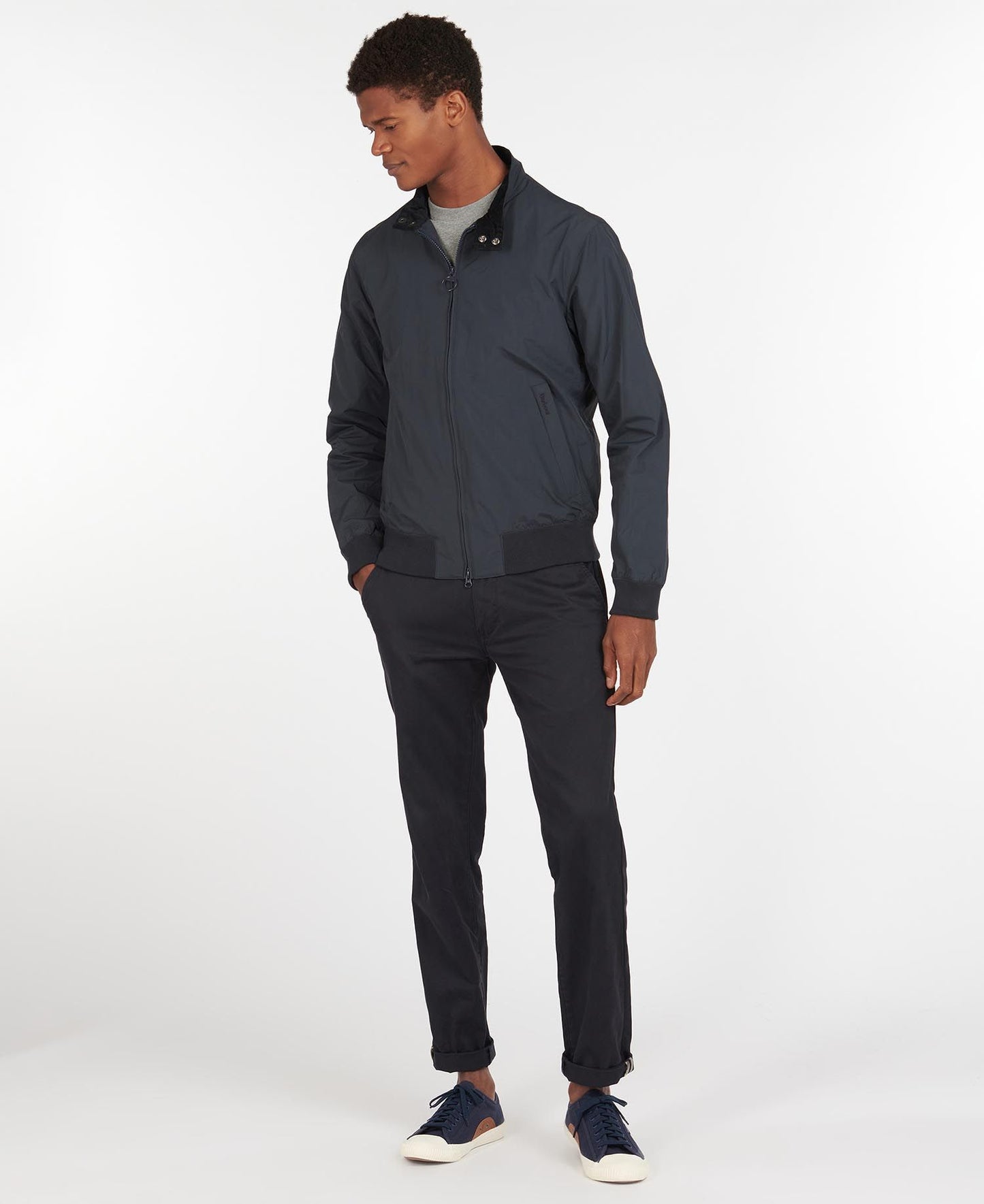 BARBOUR Giubbotto uomo primaverile bomber ROYSTON CASUAL blu e verde