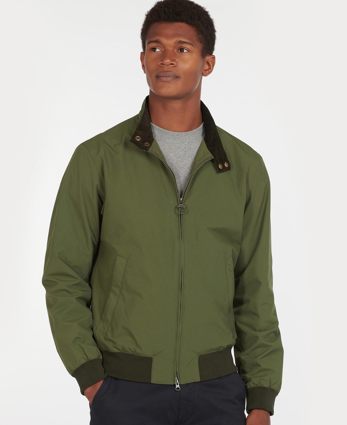 BARBOUR Giubbotto uomo primaverile bomber ROYSTON CASUAL blu e verde
