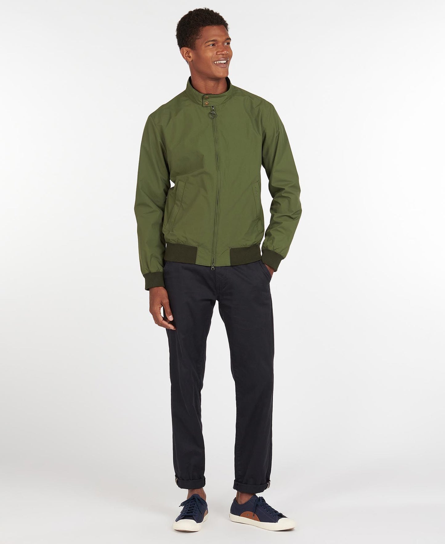 BARBOUR Giubbotto uomo primaverile bomber ROYSTON CASUAL blu e verde