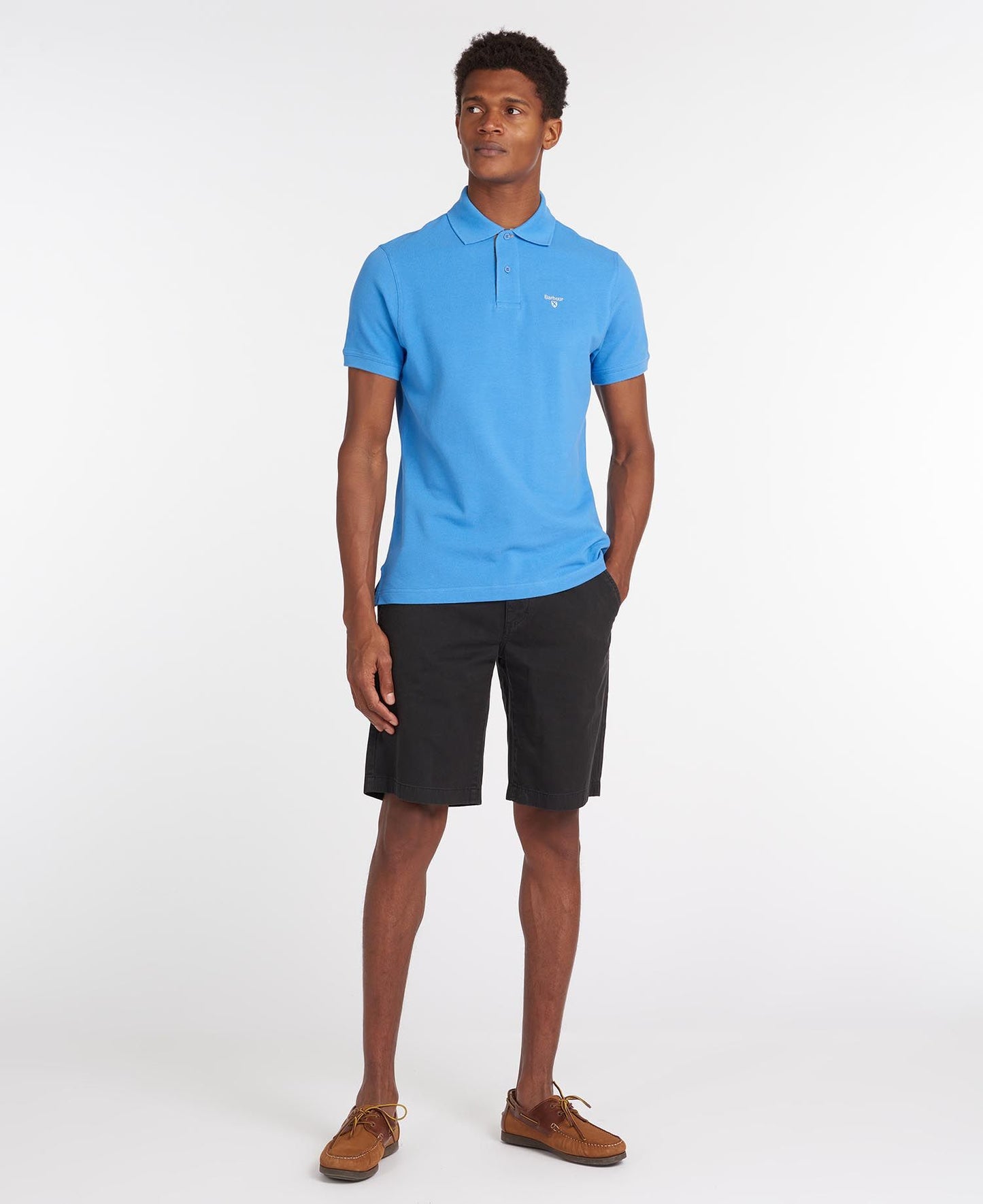 BARBOUR Polo uomo maniche corte in piquè con inserti tartan sotto ai bottoni e collo