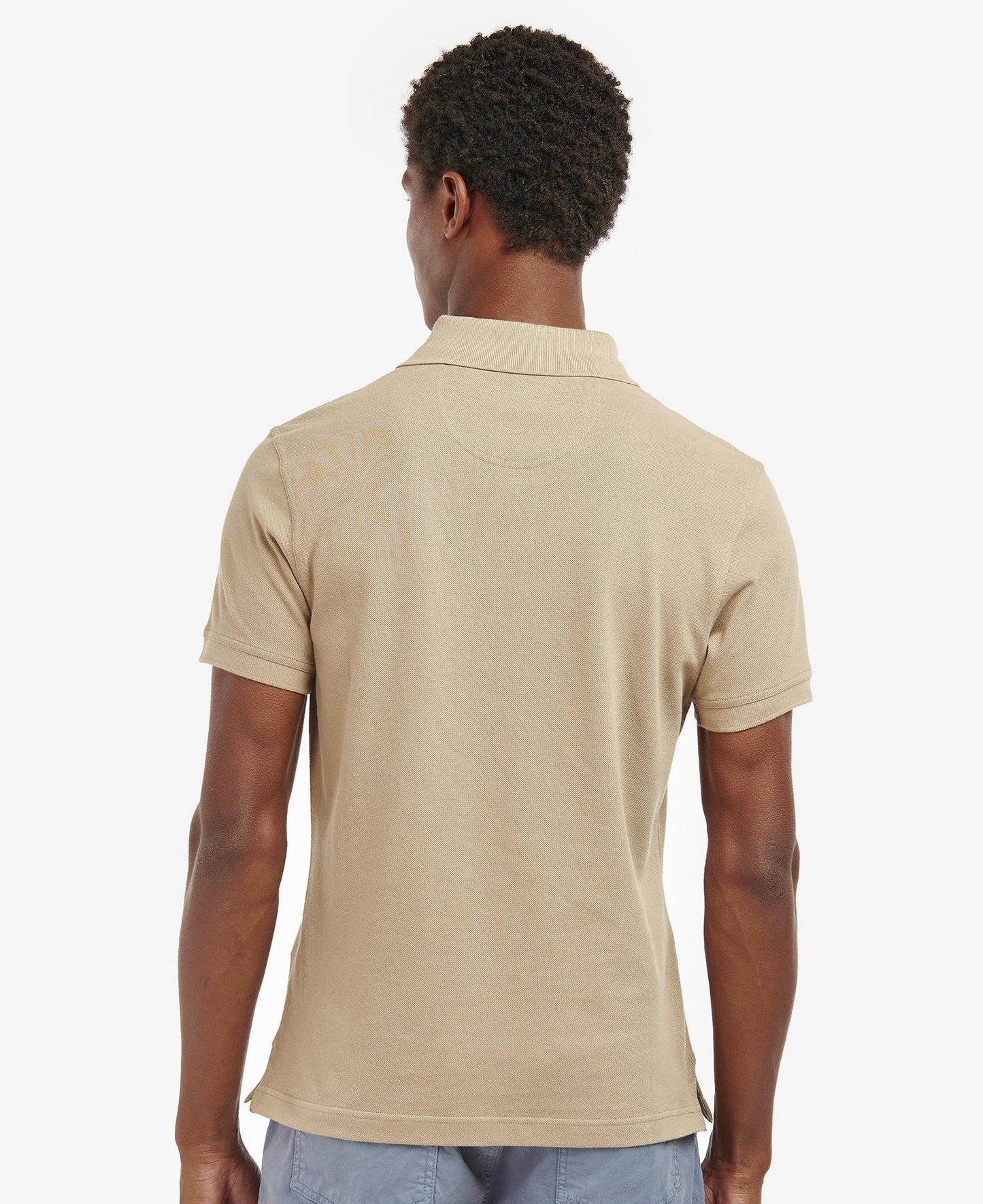 BARBOUR Polo uomo maniche corte in piquè con inserti tartan sotto ai bottoni e collo