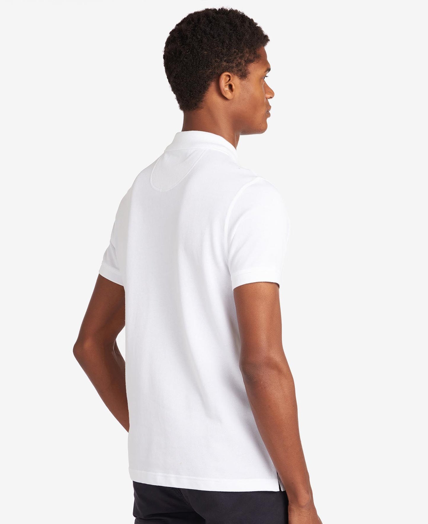 BARBOUR Polo uomo maniche corte in piquè con inserti tartan sotto ai bottoni e collo