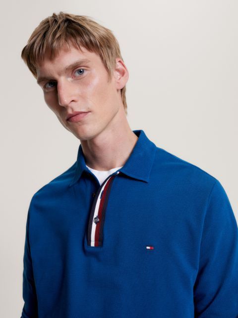 TOMMY HILFIGER Polo manche lunghe uomo con colletto e polsini a nido d'ape REGULAR FIT