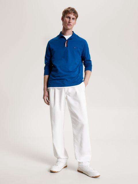 TOMMY HILFIGER Polo manche lunghe uomo con colletto e polsini a nido d'ape REGULAR FIT