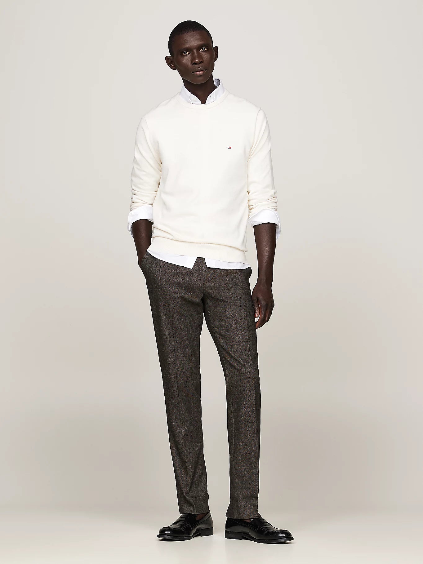 TOMMY HILFIGER Pantaloni uomo tasca america melange effetto lana marroni