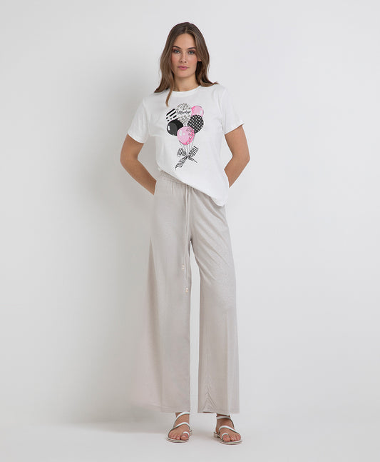 MARKUP T-Shirt girocollo con stampa palloncini e applicazioni strass