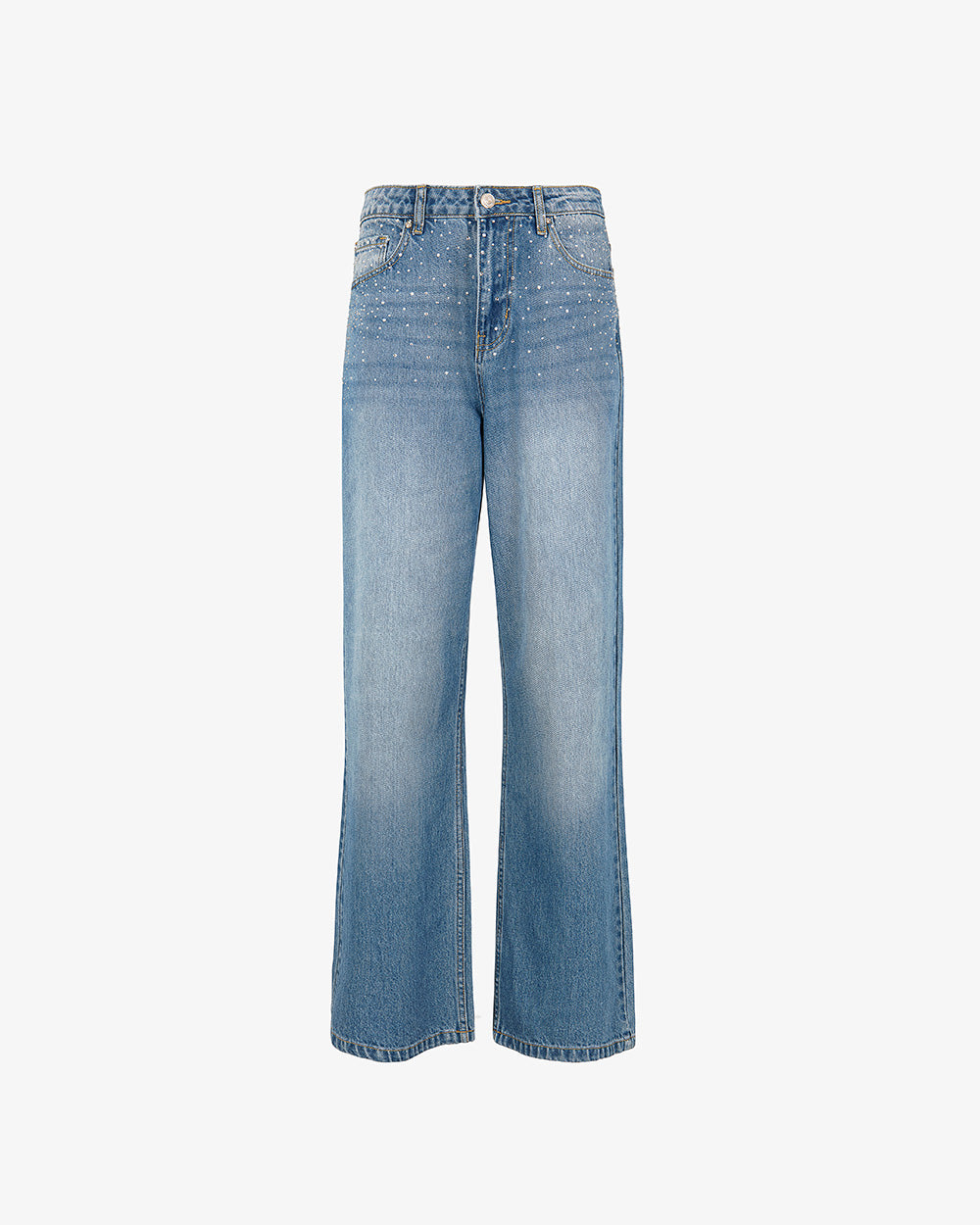 MARKUP Jeans donna wide leg con pioggia di strass