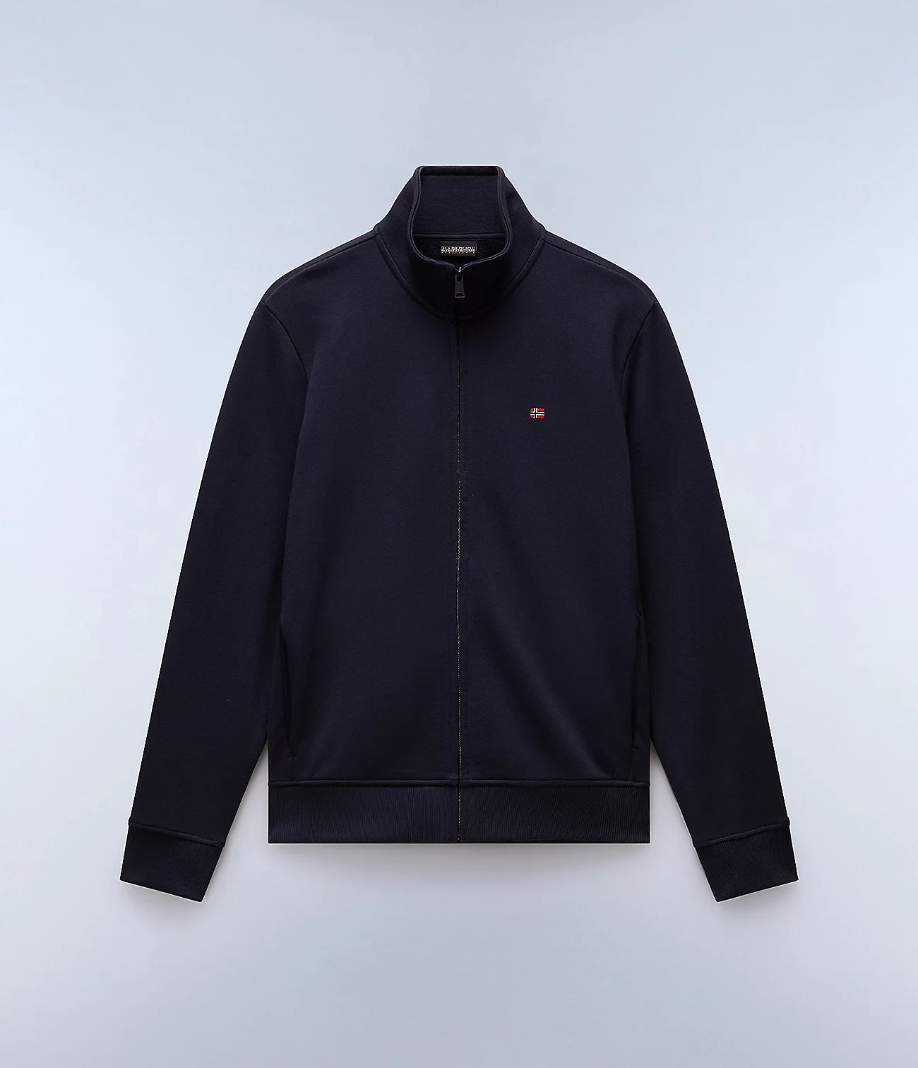 NAPAPIJRI Felpa con zip senza cappuccio blu notte con bandierina sul petto BALIS FZ