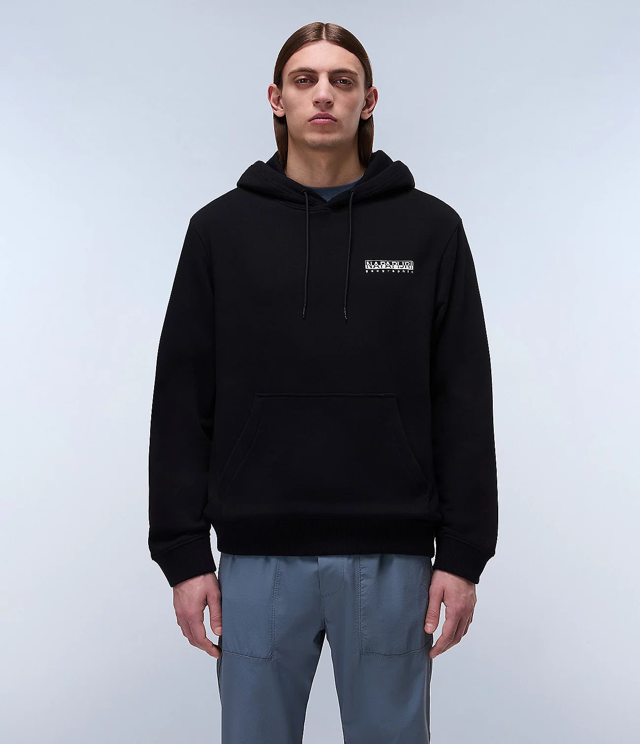 NAPAPIJRI Felpa uomo con cappuccio nera e maxi stampa sulla schiena B-SOVANA H