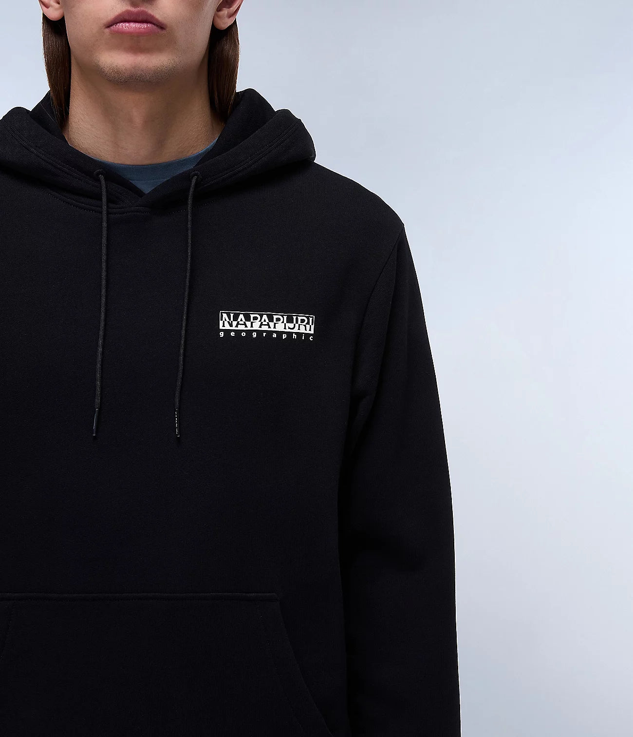 NAPAPIJRI Felpa uomo con cappuccio nera e maxi stampa sulla schiena B-SOVANA H