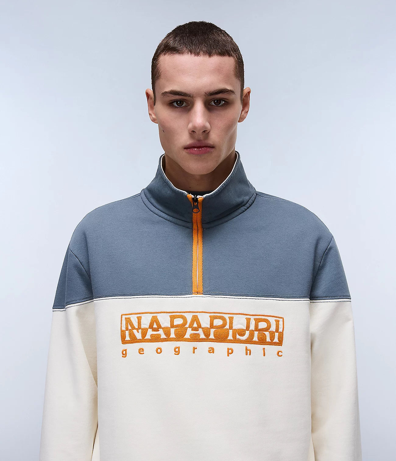 NAPAPIJRI Felpa uomo mezza zip bicolore con logo frontale B-SATURNIA HZ