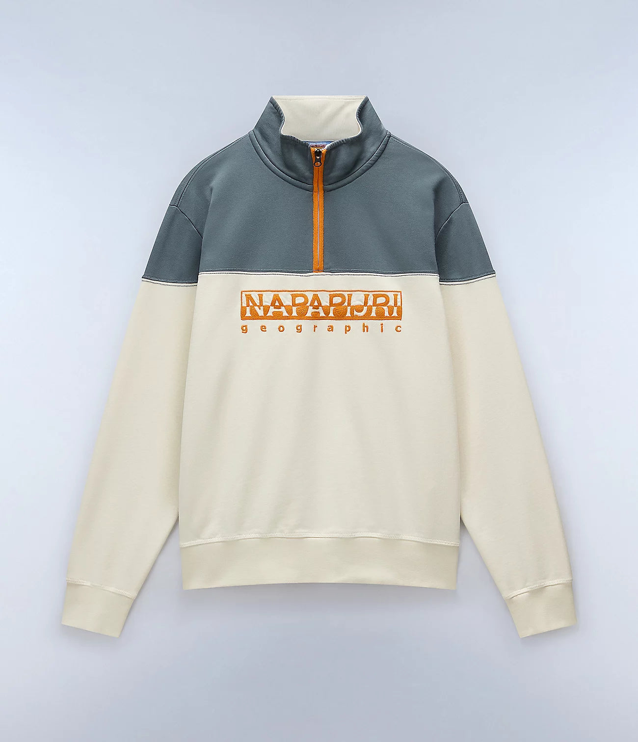 NAPAPIJRI Felpa uomo mezza zip bicolore con logo frontale B-SATURNIA HZ
