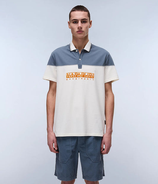 NAPAPIJRI Polo uomo maniche corte bicolore con logo in contrasto forntale E-SATURNIA SS
