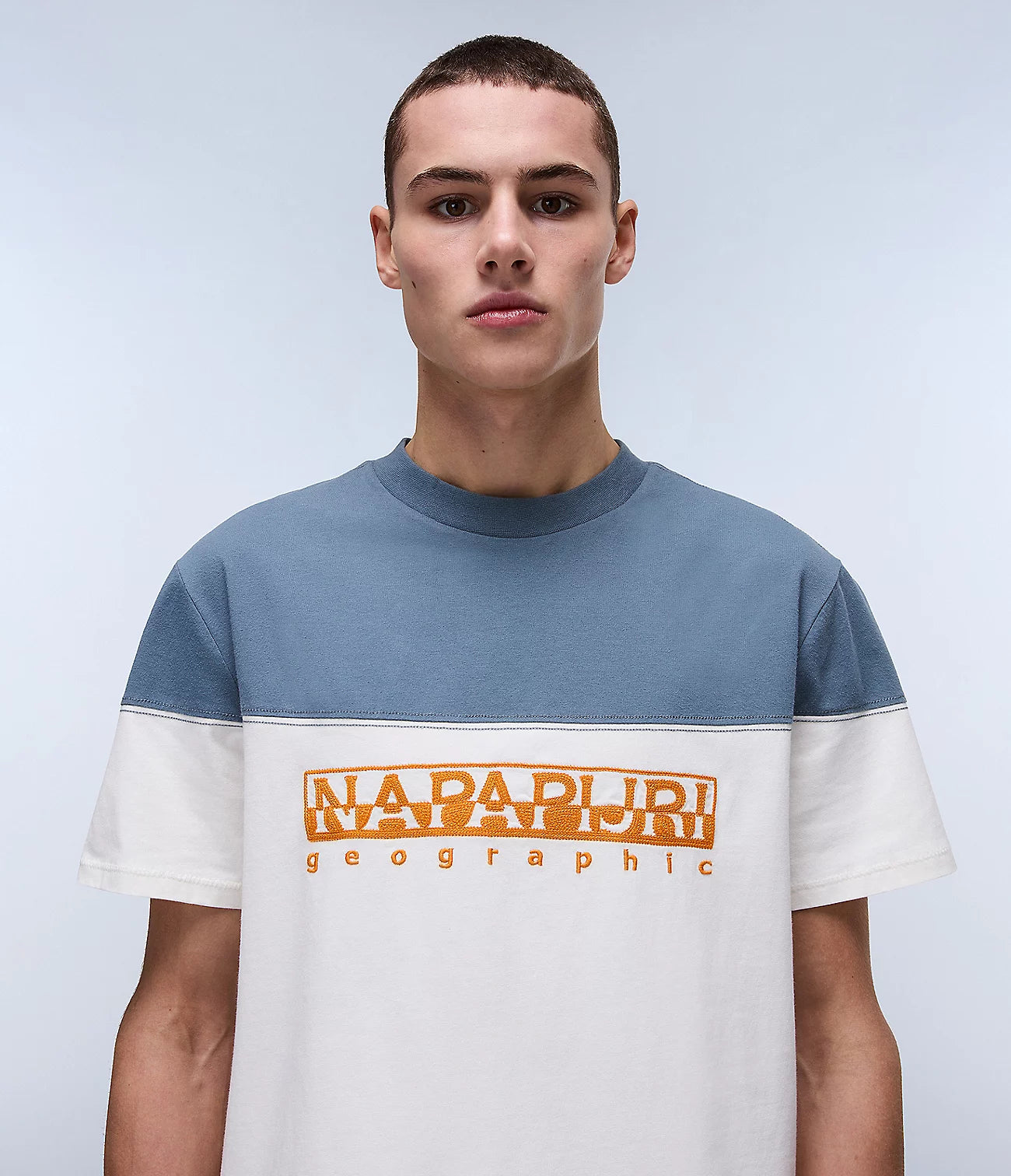 NAPAPIJRI T-shirt uomo girocollo maniche corte bicolore con logo frontale S-SATURNIA SS