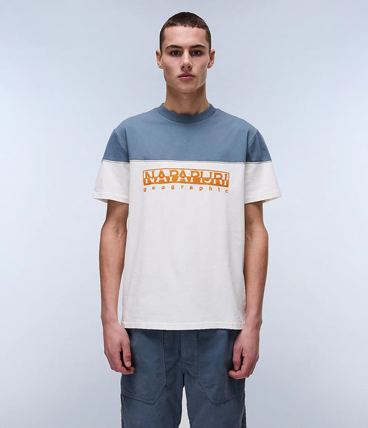 NAPAPIJRI T-shirt uomo girocollo maniche corte bicolore con logo frontale S-SATURNIA SS