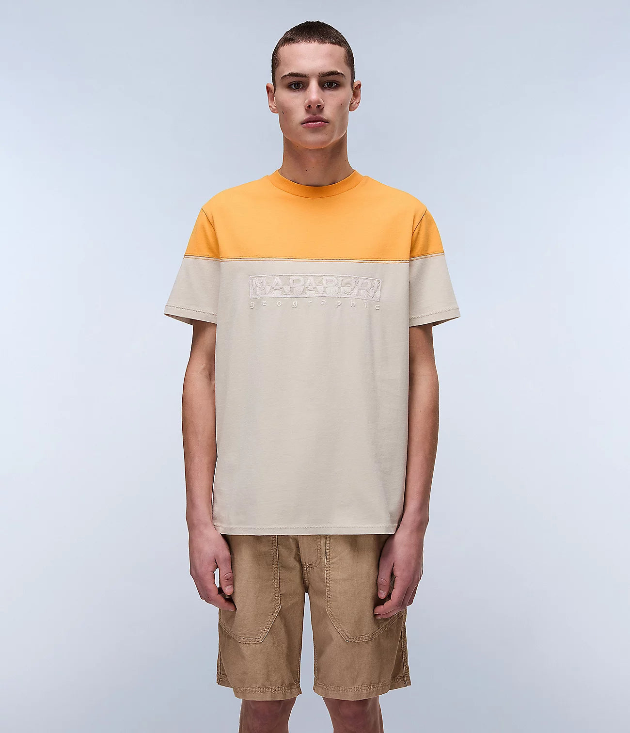 NAPAPIJRI T-shirt uomo girocollo maniche corte bicolore con logo frontale S-SATURNIA SS