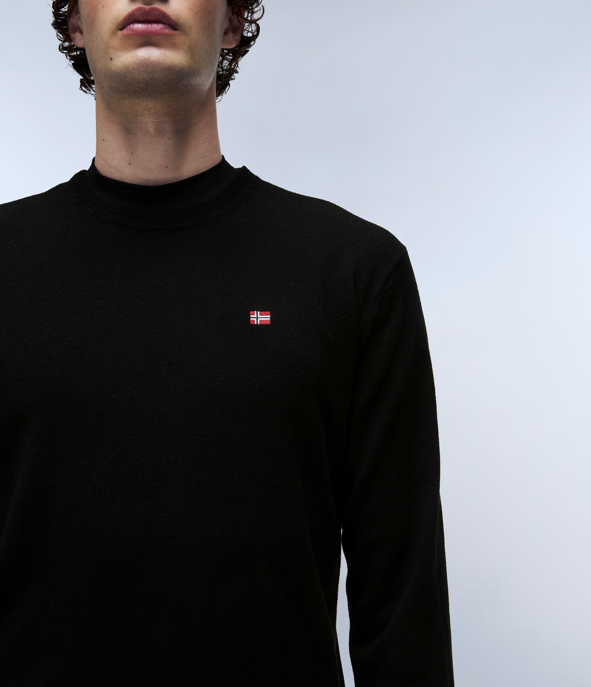 NAPAPIJRI Maglia girocollo in lana merinos con logo bandiera ricamato DAMAVAND C