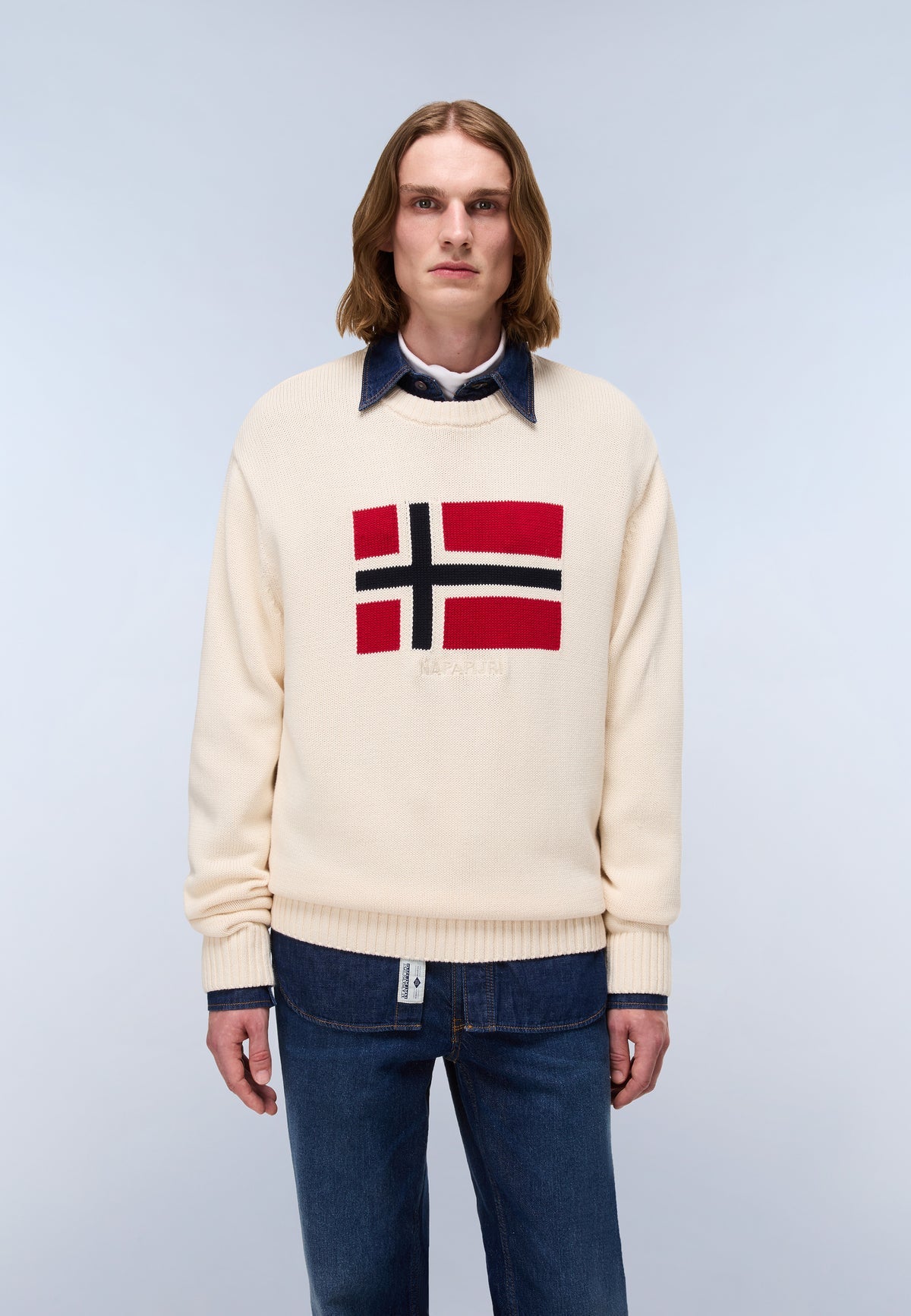 NAPAPIJRI Maglia girocollo con bandiera ricamata D-MURA