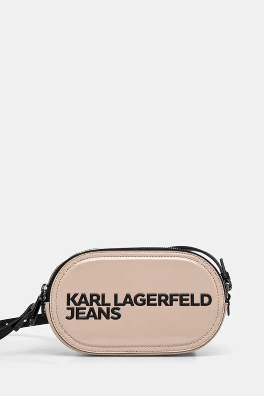 KARL LAGERFELD Borsa a tracolla donna in vinile doppia zip ovale con logo