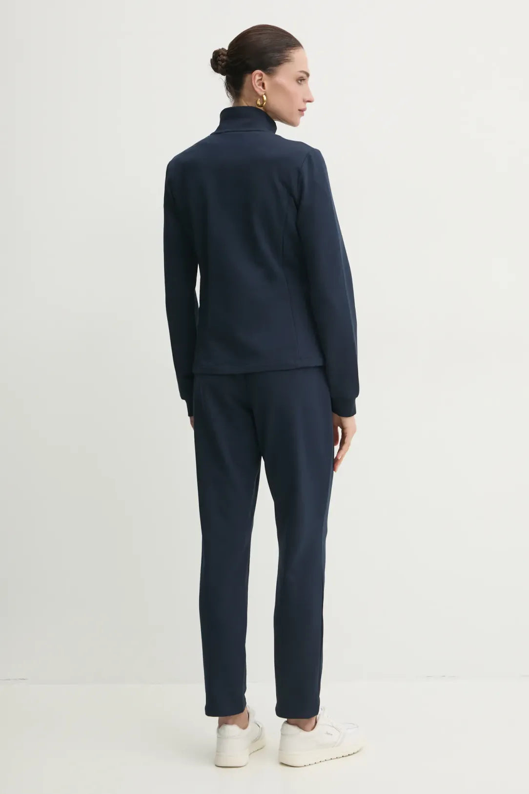 LIU JO Completo in jersey blu, felpa fullzip con logo e pantaloni slim con molla in vita