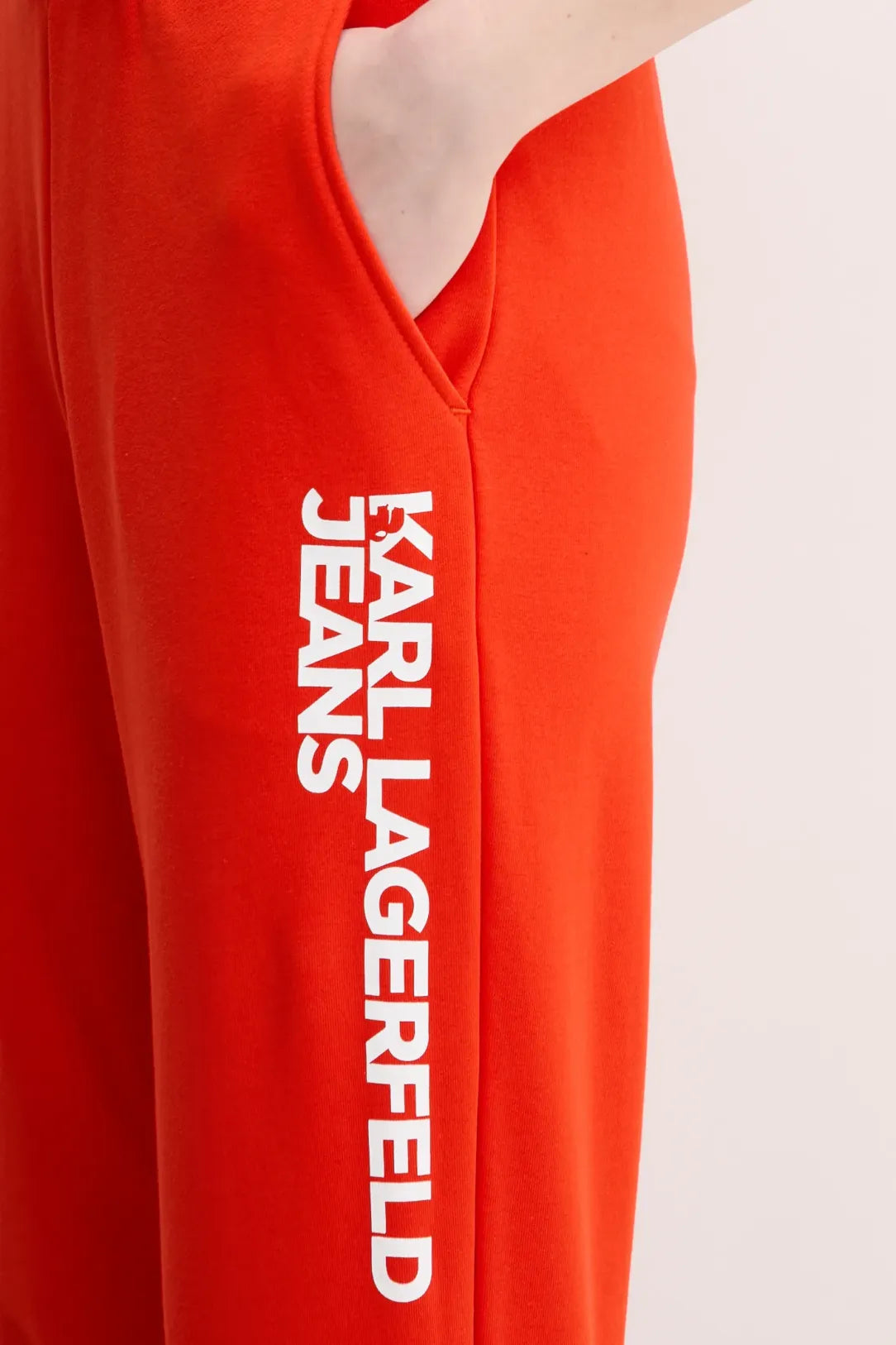 KARL LAGERFELD Pantaloni in felpa donna con molla e coulisse corallo