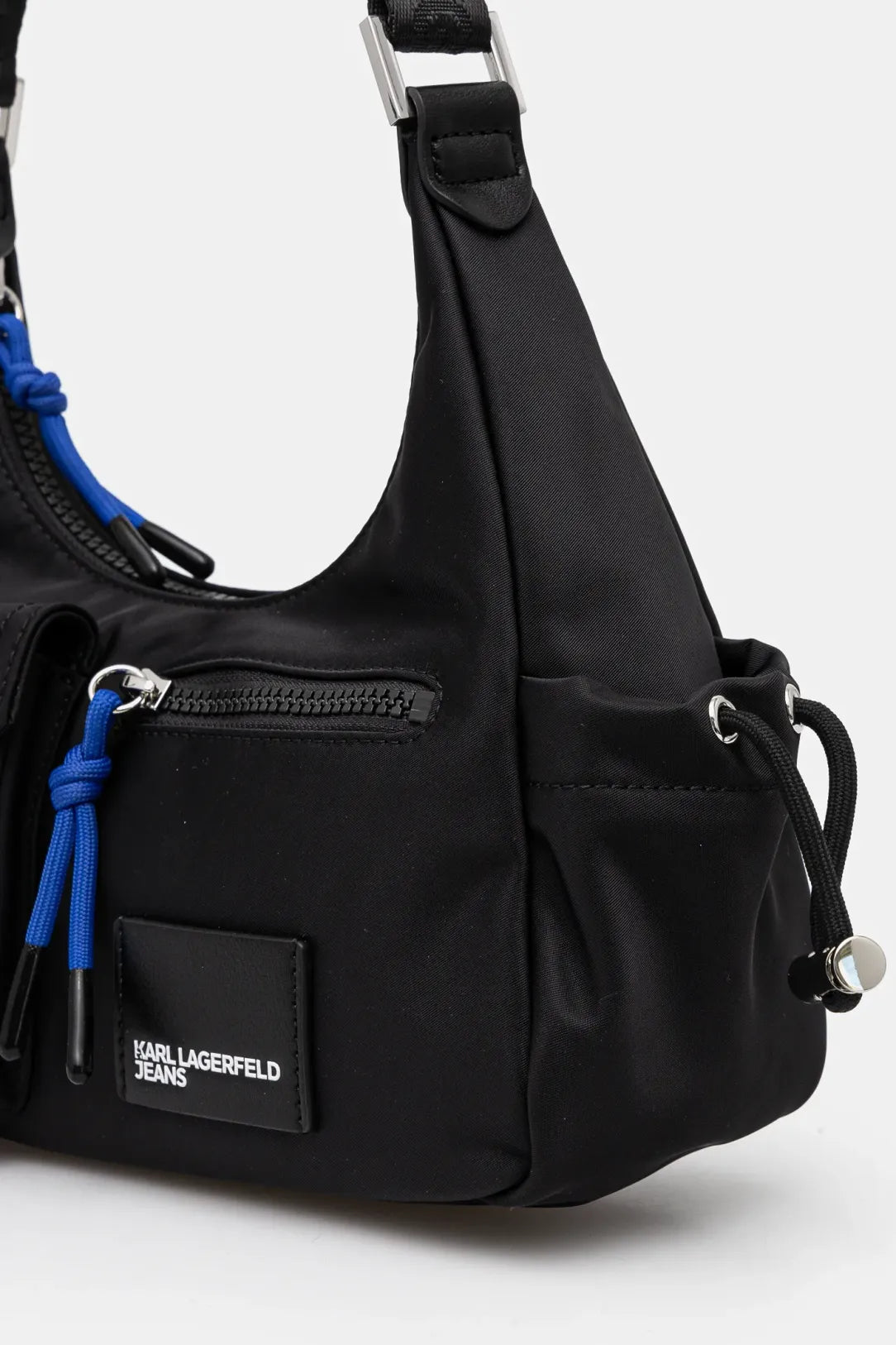 KARL LAGERFELD Borsa a spalla utility in nylon tinta unita con moschettone