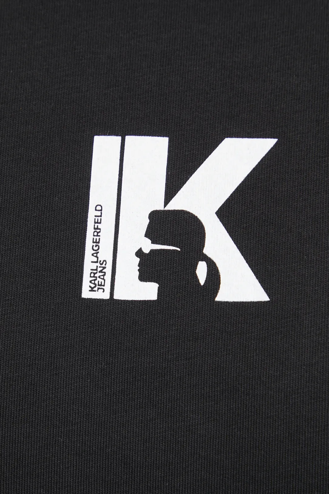KARL LAGERFELD T-shirt donna a scatoletta, maniche corte nera con logo frontale in contrasto