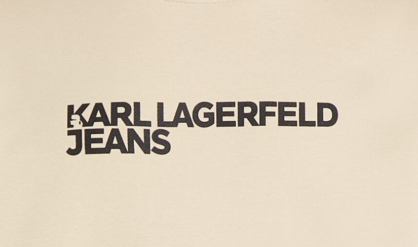 KARL LAGERFELD Felpa con cappuccio beige logo e tasca frontale