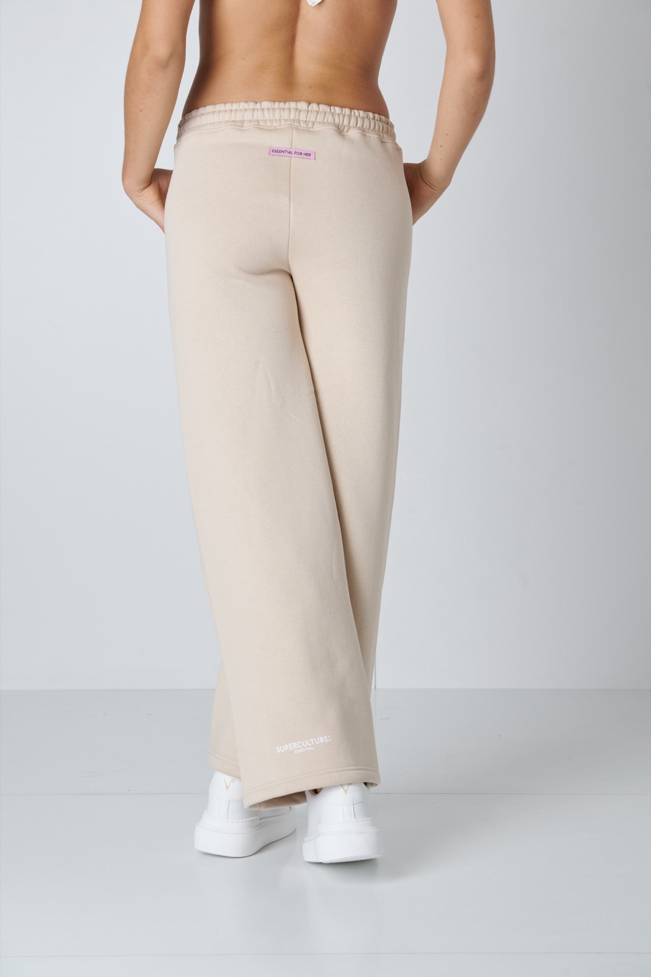 SUPERCULTURE Pantaloni palazzo in felpa con molla e coulisse