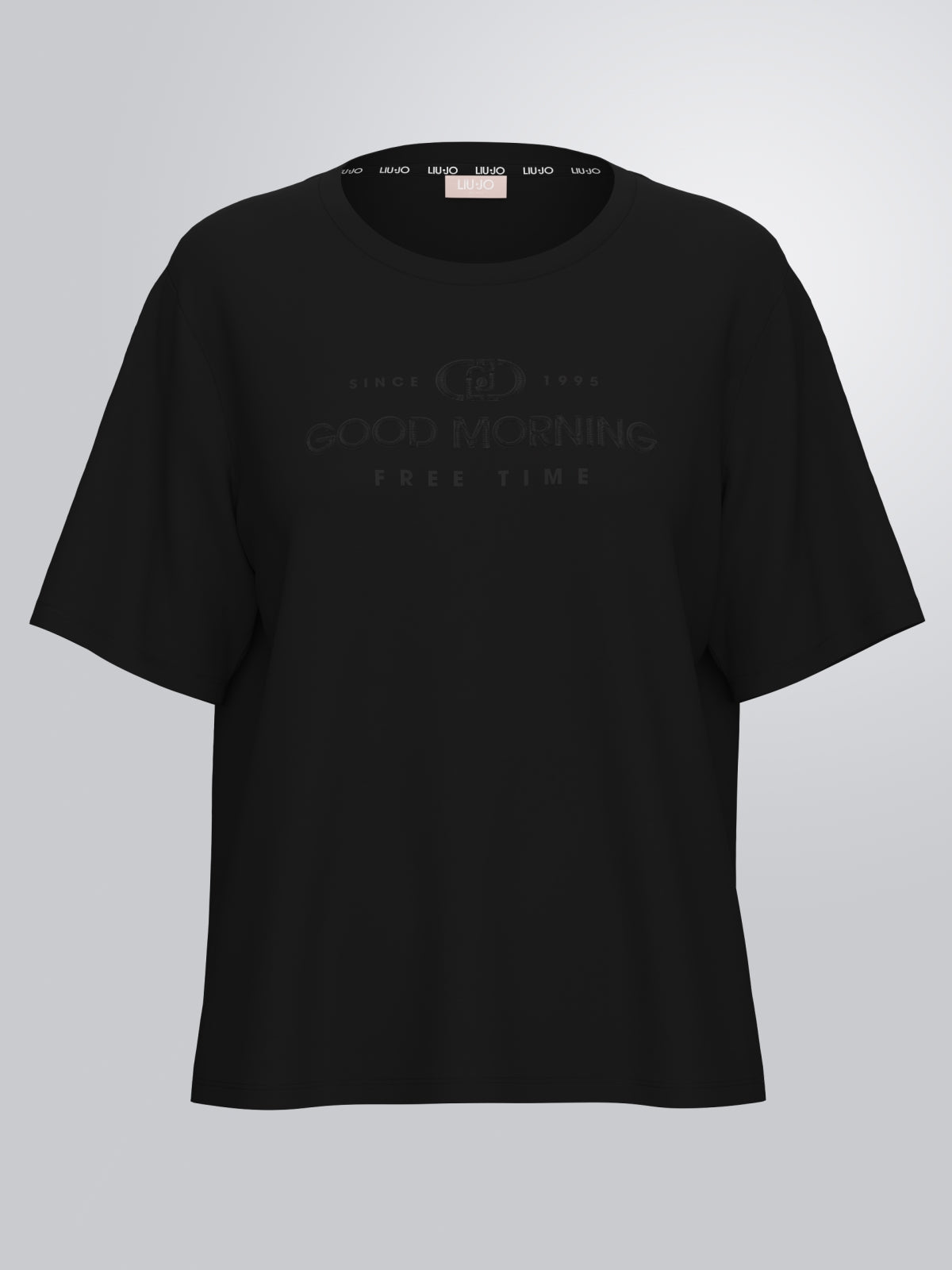 LIU JO T-Shirt girocollo con strass neri