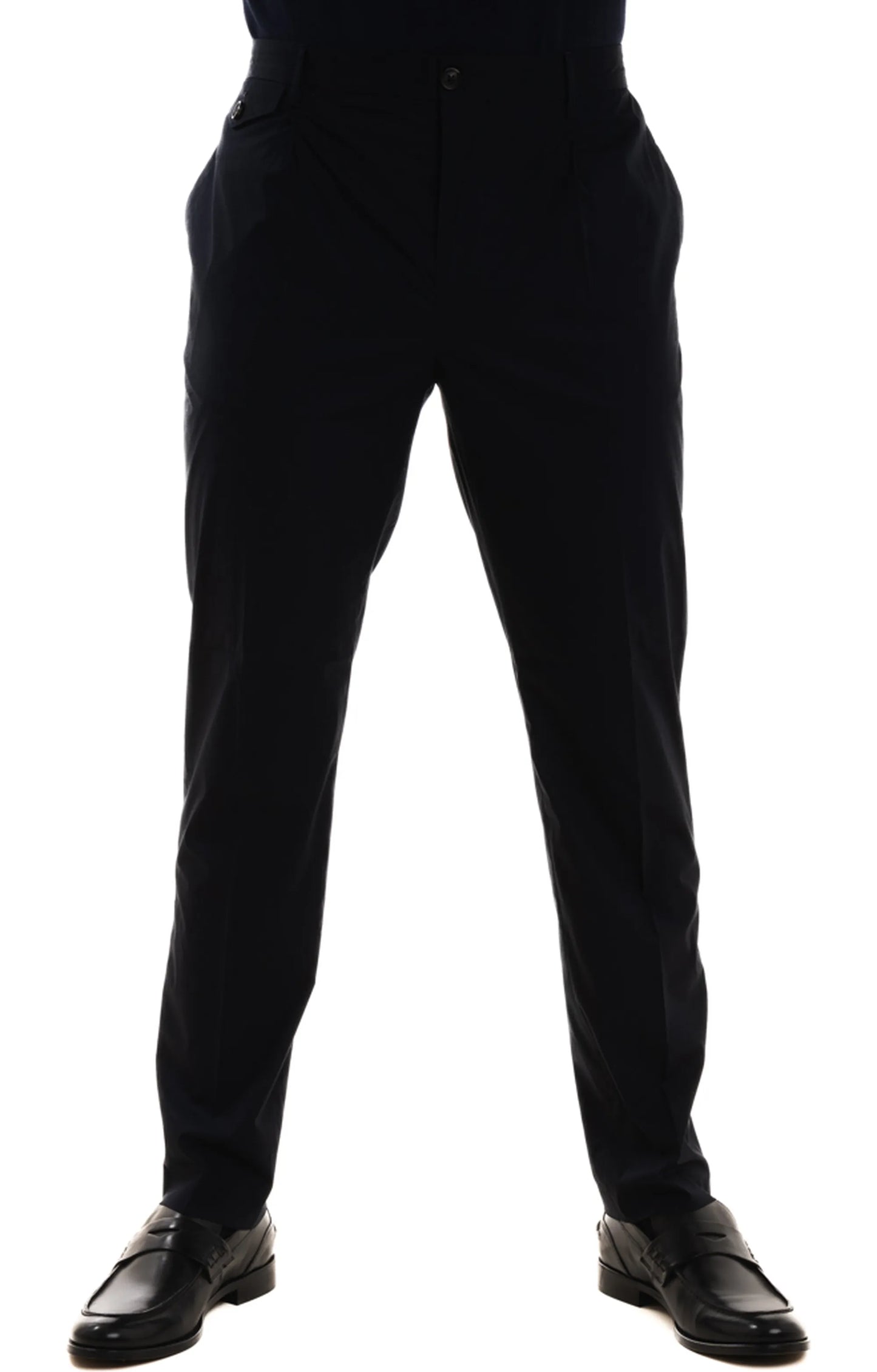 TOMMY HILFIGER Pantaloni con pinces blu scuro in popeline di cotone