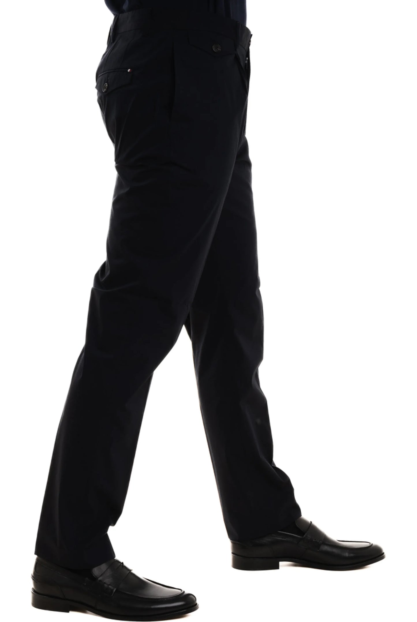 TOMMY HILFIGER Pantaloni con pinces blu scuro in popeline di cotone