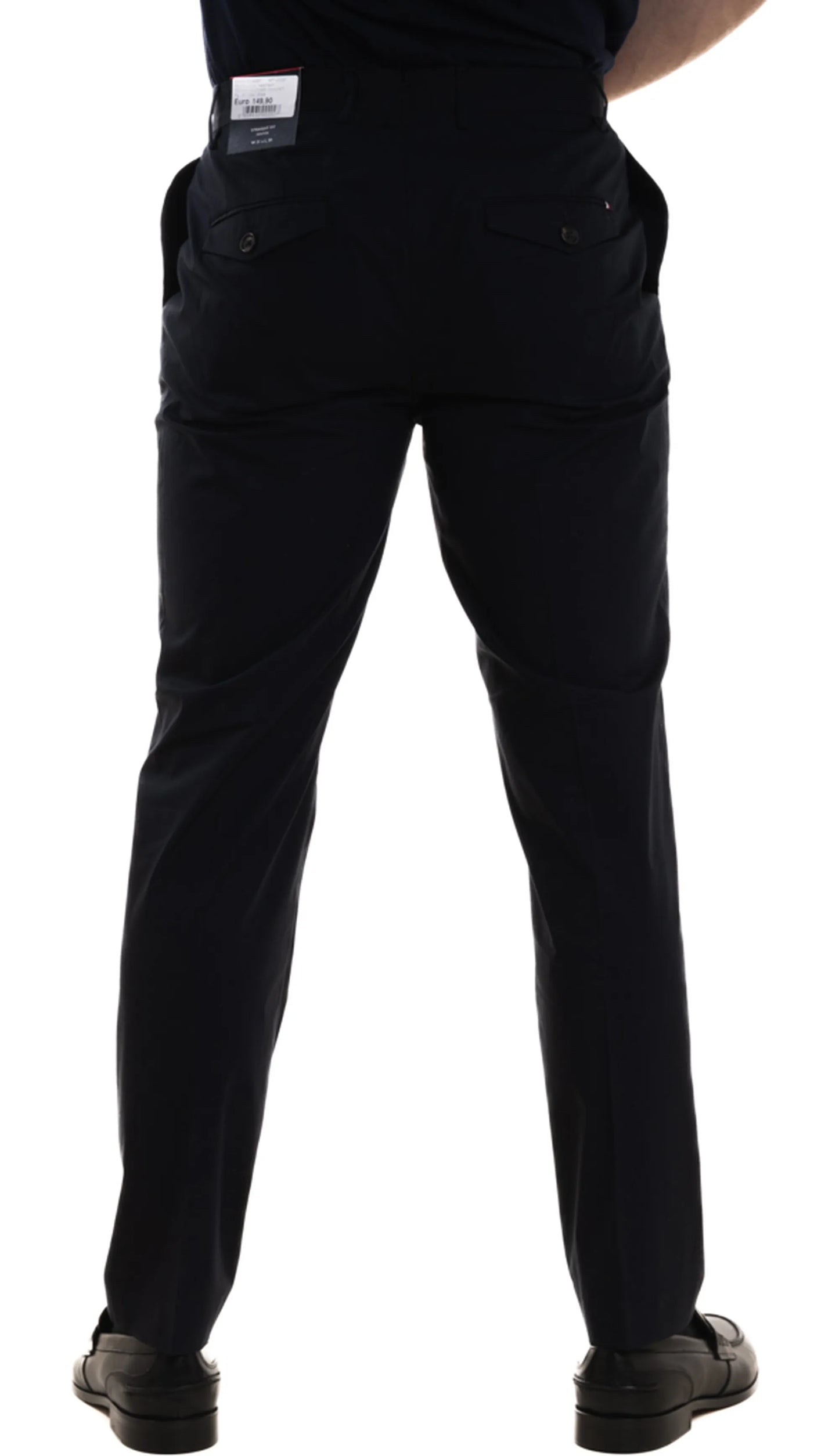 TOMMY HILFIGER Pantaloni con pinces blu scuro in popeline di cotone