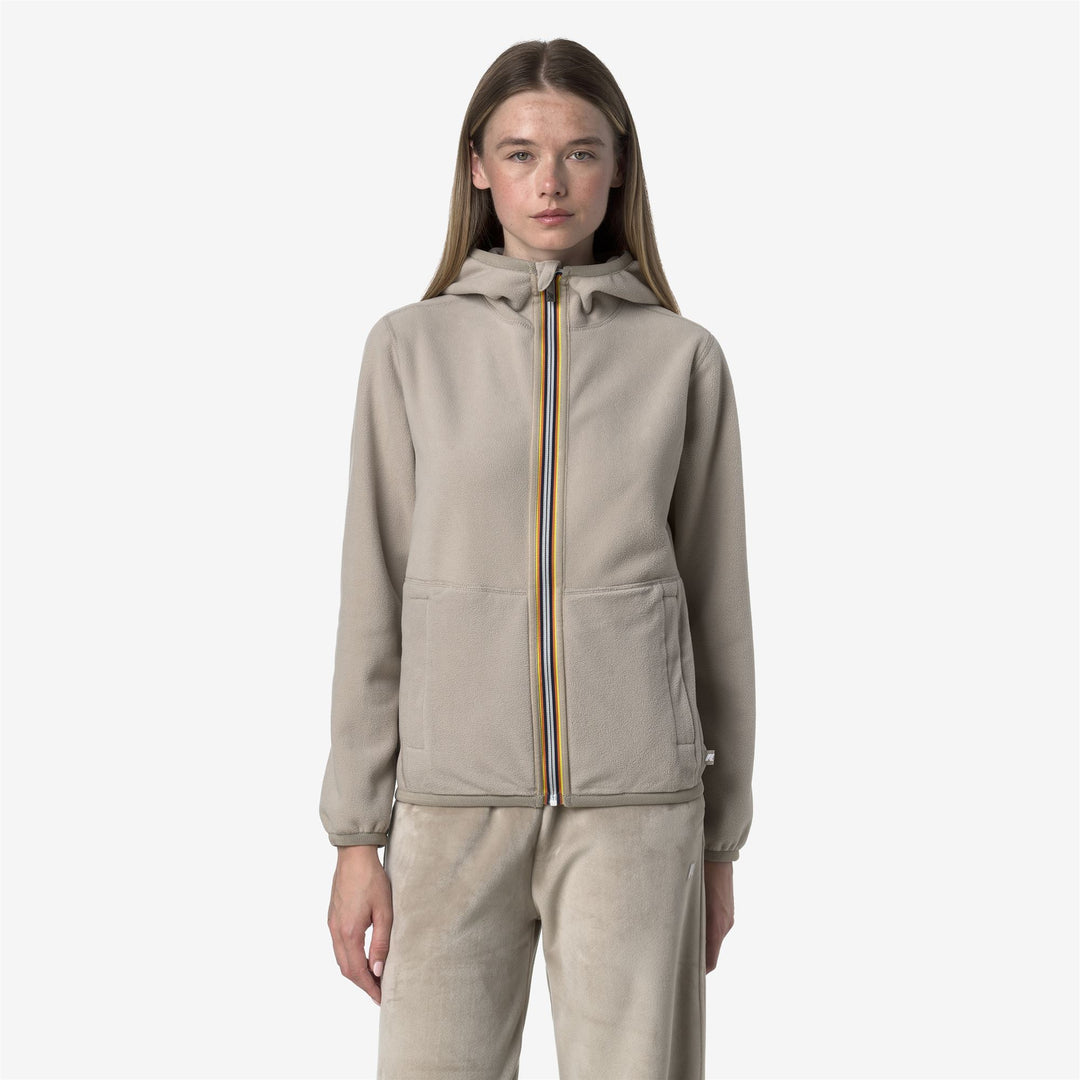 K-WAY Felpa in velour reversibile beige LILY VELOUR POLAR DOUBLE