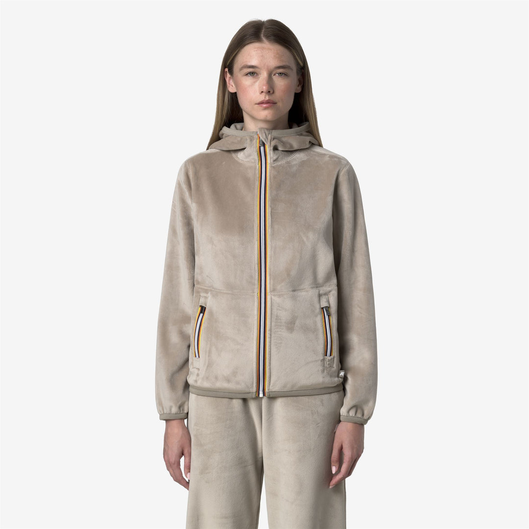 K-WAY Felpa in velour reversibile beige LILY VELOUR POLAR DOUBLE