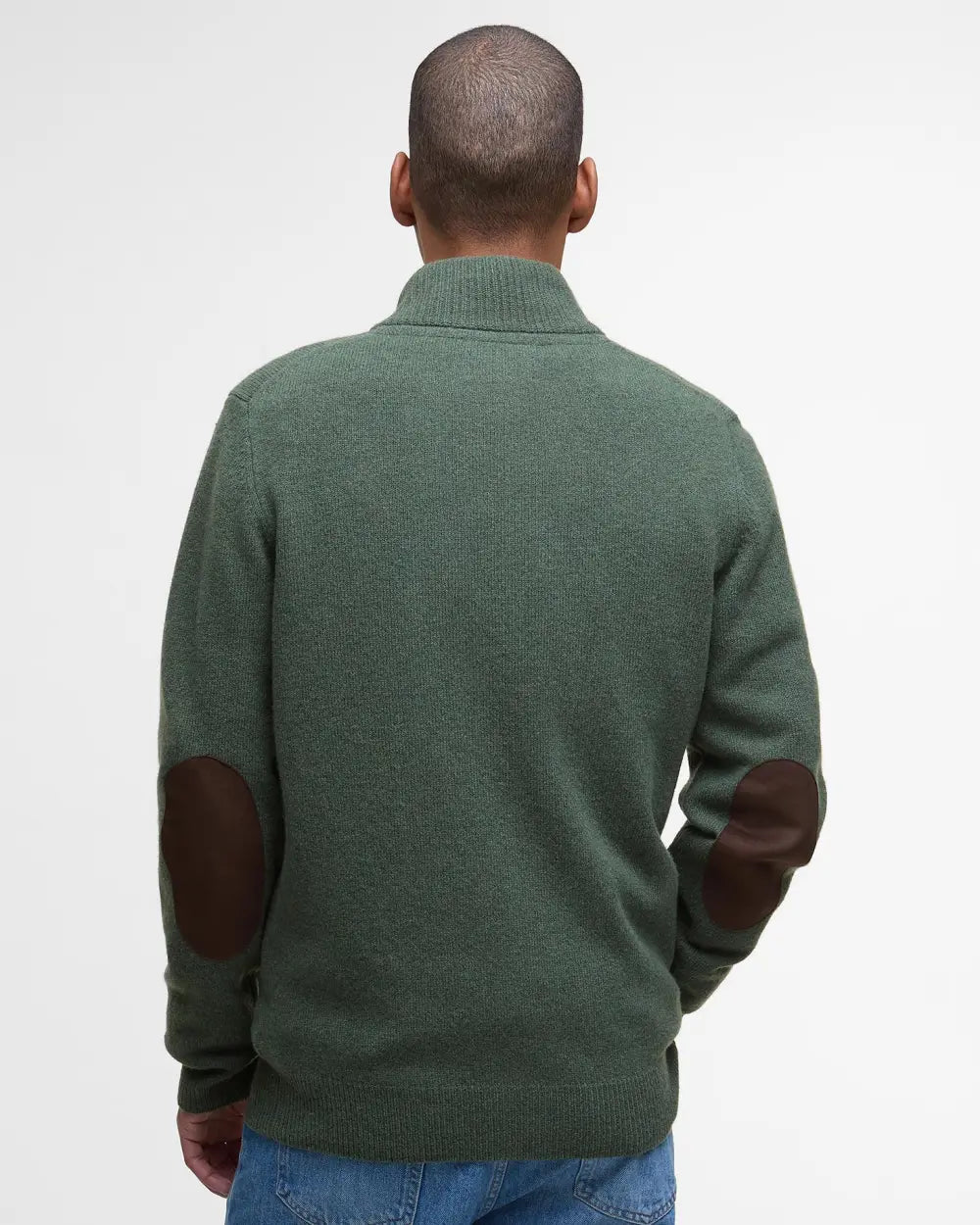 Barbour cardigan uomo in lana con zip e toppe