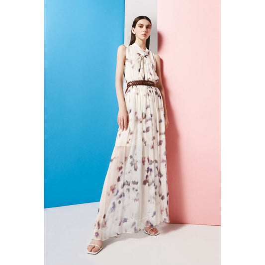 NENETTE Abito lungo vaniglia in crepe di viscosa stampato